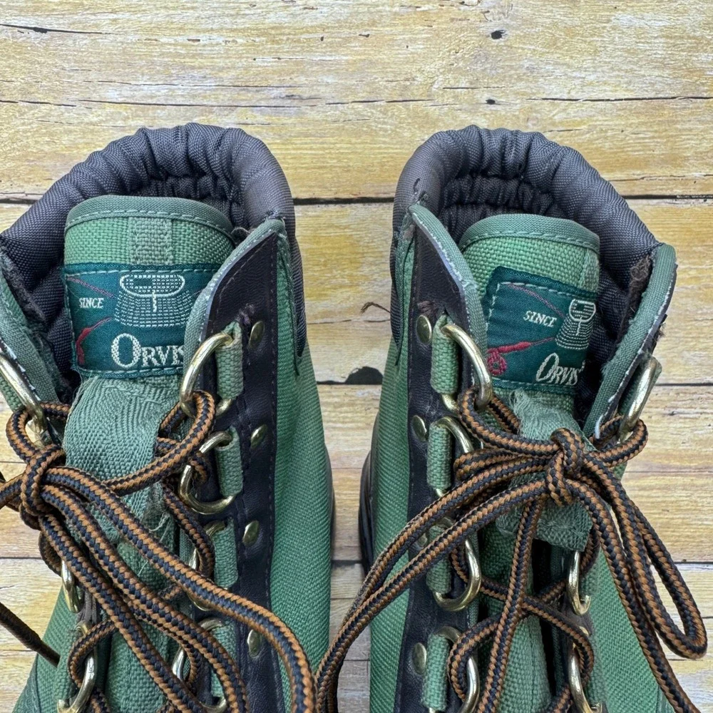 Orvis Wading‎ Boots Mens 9 Green Canvas Felt Sole Fly Fishing Gear Gravel